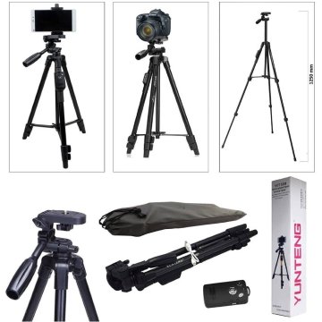 ONE PORTABLE YUNTENG TRIPOD STAND FOR PHONE  AND CAMERA, REMOTE CONTROL, 1250mm WIDTH