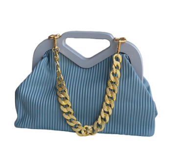 HANDBAG FOR LADIES,LEATHER,PLASTIC CLOSURE HANDLE,GOLD CHAIN STRAP,GREY,HIGH QUALITY AND DURABLE