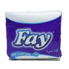 FAY SERVIETTE,1 PLY WHITE,PACK OF 100 SHEETS,SUPER SOFT,STRONG AND ABSORBENT