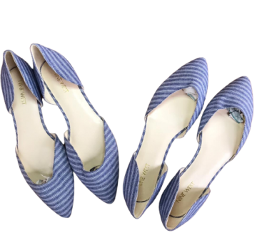 POINTED FLAT PUMP FOR WOMEN, SLIM FOOT, SIZE 37, CLOTH DENIM, COMES IN A PAIR