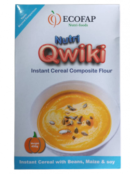 NUTRI QWIKI FLOUR 450G, 1 PACK,WELL SEALED, COMPOSITE FLOUR,INSTANT CEREAL,SOFT AND SMOOTH,NUTRITOUS,GLUTEN FREE,FINELY MILLED-ORANGE BY ECOFAP
