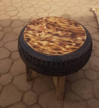 TYRE TABLES, MADE IN DIFFERENT DESIGNS, STYLES, COLOURS, EASY TO MOVE AND SUITABLE FOR HOME DECOR