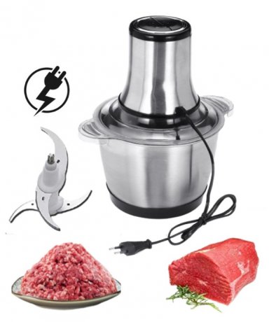 MEAT AND VEGGIES MINCER|CHOPPER|GRINDER|FOOD PROCESSOR WITH A BOWL,MULTIFUNCTIONAL,SILVER AND TRANSPARENT COLOR,2 LITERS,ELECTRIC,400W