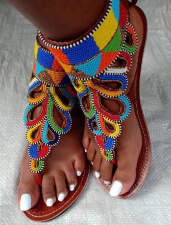 Beaded Women Leather African Craft Shoes