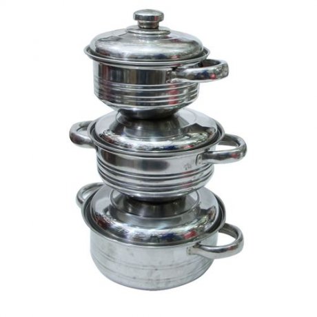 FOOD DISHES,STAINLESS STEEL,SILVER COLOR,SET OF 3 PIECES,DURABLE AND OF HIGH-QUALITY