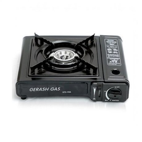 GAS COOKER WITH A CAN,SINGLE PLATE,STAINLESS STEEL, 2 GAS INLET NOZZLES,BLACK COLOR