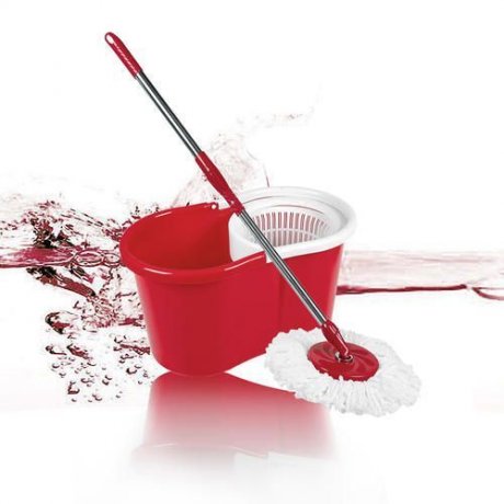 SPIN MOP WITH BUCKET,360-DEGREE SPIN,RED COLOR
