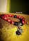 Tie dye reddish yellow beads with leaf charms and purple steel beaded bangles