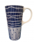 COFFEE MUG WITH HANDLE, 400ML,CERAMIC,HIGH QUALITY AND DURABLE,WHITE AND BLUE, CONTOUR PATTERN