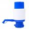 MANUAL WATER PUMP AND DISPENSER, HAND PRESS, FOOD GRADE PLASTIC, SILICONE TUBES, WHITE AND BLUE