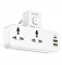 EXTENSION POWER STRIP 2500W 10A,TWO USB PORTS,TWO POWER SOCKETS,OVERLOAD PROTECTION,2 METER CABLE LENGTH,FIREPROOF PC MATERIAL,UNIVERSAL OUTLET,WHITE