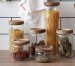 CLEAR GLASS STORAGE JARS WITH WOODEN LIDS-SET OF 6