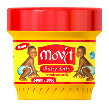 PETROLEUM BABY JELLY,200G, HYPOALLERGENIC, GENTLE ON SKIN, NON-COMEDOGENIC, SMOOTH AND HEALTHY, RELIEF FROM DIAPER DISCOMFORT BY MOVIT.